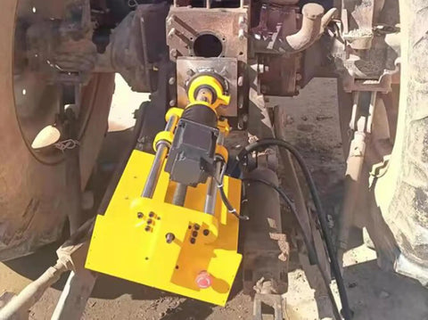 Pro Grade Portable Line Boring Machine For Excavators mounted on heavy machinery, featuring a rugged yellow alloy steel build.