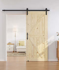 36 Inch By 84 Inch Sliding Barn Wood Door Pre Drilled DIY Ready To Assemble Unfinished Solid Spruce Panel Interior Single Door