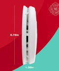 Side view of Combo Smoke And CO Alarm With 10 Year Battery And Voice Alerts, Slim Low Profile Design, easy to install