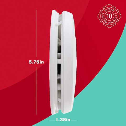 Side view of Combo Smoke And CO Alarm With 10 Year Battery And Voice Alerts, Slim Low Profile Design, easy to install