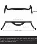 Top Shelf Aluminum Drop Bar With 50 Or 70mm Rise And 44cm Width For Road, Gravel, Touring, And Commuter Bikes Ultra Comfy Upright Position Easy Reach To Drops Flare Backsweep, displaying 7° backsweep and 25° flare.