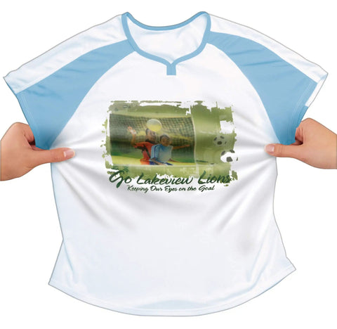 Hands stretching a tee with a design, showcasing Stretchable Heat Transfer Paper For Light Fabrics Inkjet Printer Ready 8.5 X 11 Inch Sheets 5 Count Easy Iron On Transfers That Stretch With Your Fabric Soft Feel Ideal For Custom Tees.