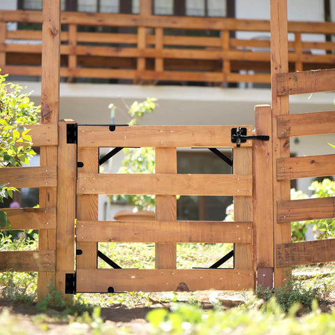 No Sag Gate Frame Kit With Heavy Duty Corner Brackets And Hinges For Wood Fences, Corrals, And Windows, Gate Hardware That Keeps Gates Level, Easy Install With Screws, Pull Ring, And Instructions