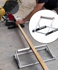 Tough As Nails Adjustable Cutting Machine Support Stand Made From Heavy Duty Stainless Steel With Foldable Table Saw Extension and sturdy material holding rack used with a cutting machine.