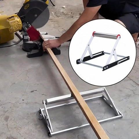 Tough As Nails Adjustable Cutting Machine Support Stand Made From Heavy Duty Stainless Steel With Foldable Table Saw Extension and sturdy material holding rack used with a cutting machine.