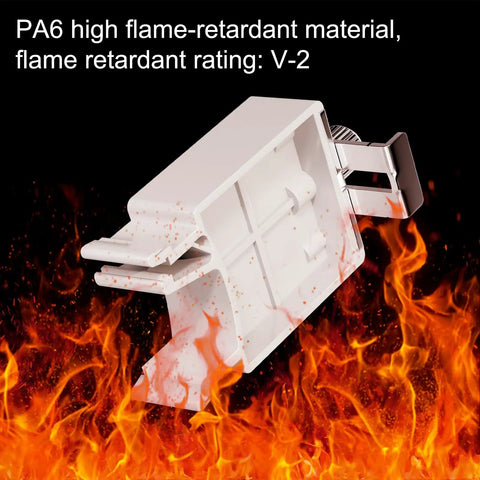 Manual Locking Breaker Device for DIN Rail Mounts with flame-retardant material in fire simulation