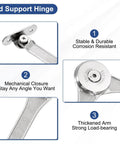 Heavy Duty Soft Close Lid Support Hinges Set 4 Pack, Adjustable 200 220N Gas Struts For Cabinets Closets Wardrobes