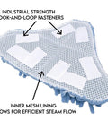 Detailed view of Premium Steam Pocket Replacement Mop Pads In Bright Coral, featuring hook-and-loop fasteners and mesh lining.