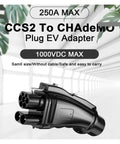 Top Shelf Heavy Duty Ccs2 To Chademo Adapter For Blazing 250A DC EV Charging Supplies close-up view of compact plug.