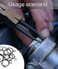 Top Tier 4Mm To 28 Retaining Rings Assortment With 300 Heavy Duty Steel Circlips in use on machinery with circlips and pliers.
