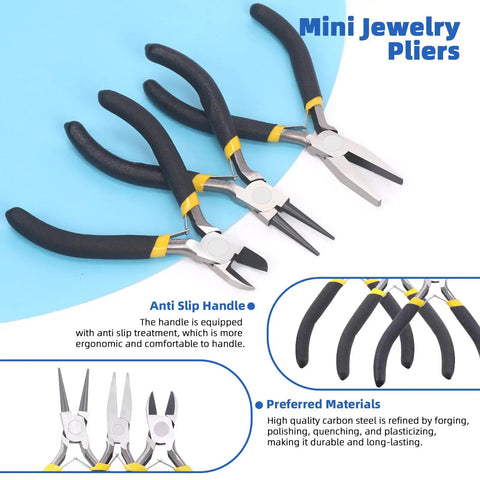 All In One Jewelry Making Kit With Pliers, Findings, Beading String And Copper Wire, 1468Pcs for pliers set with anti slip handle