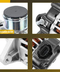 Close-up views of Drop In High Output Alternator For Hyundai Elantra 2011 Through 2017 And Kia Forte Forte5 Forte Koup Soul