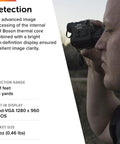 Person using Breach PTQ136 Thermal Imaging Monocular With Boson 12 Micron Core 320 By 256 Pixel Resolution 60 Hz Refresh Rate outdoors