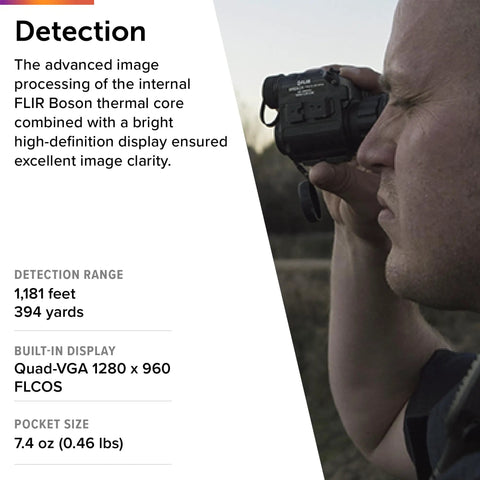 Person using Breach PTQ136 Thermal Imaging Monocular With Boson 12 Micron Core 320 By 256 Pixel Resolution 60 Hz Refresh Rate outdoors