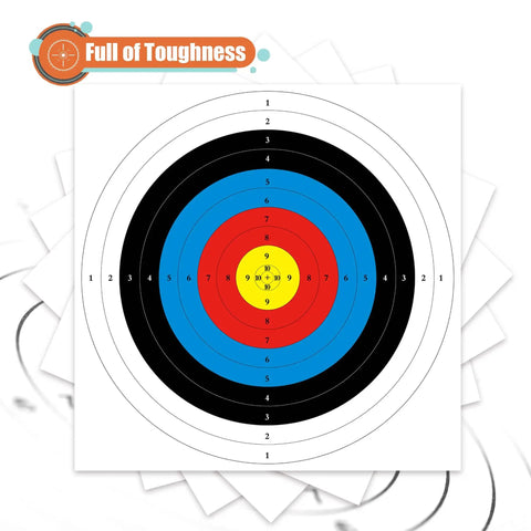Archery Target Paper Pack Pro Grade For Practice Sesh And Hunting, 16x16 Inch Target Faces With 10 Ring Scoring on stacked sheets