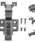 4 Pack Black Hydraulic Soft Close Cabinet Hinges For Kitchen Cabinets European Style Inset Aluminum Frame Hinges With Silent Stainless Steel Door Hardware For No Slam Quiet Operation And Long Lasting Performance, showing hinge front view with screws