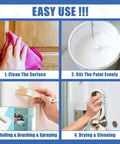 Steps to use All In One Multi Surface Black Paint For Indoor And Outdoor Use No Sanding No Priming Quick Drying For Wood Walls Furniture Cabinets Metal And More 5 Oz including cleaning, stirring, painting, drying.