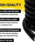 Heavy Duty Shop Rat Approved Beefy Pure Copper Welding Lead And Car Battery Cable 4/0 Awg Gauge 600 Volt shown in flexible EPDM jacket.