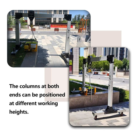 Portable Aluminum Gantry Crane 2204 Pounds Capacity mobile workshop hoist with adjustable height in outdoor setting.