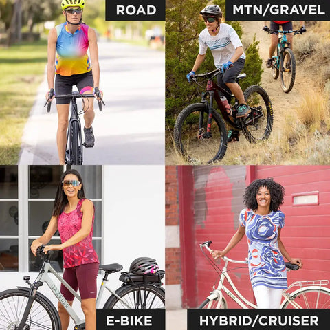 Ride-Ready Women's Padded Cycling Tights With 6-Panel Comfort, 28 Inch Inseam Breakaway Bike Pants in diverse cycling environments
