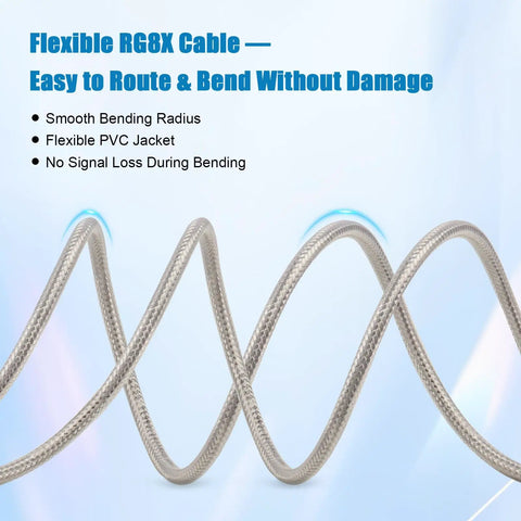 Street Ready Ultra Low Loss RG8X 10ft Coax Cable bending without damage
