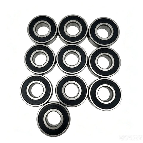 10 Pack 6204-2rs Deep Groove Ball Bearings, 20x47x14mm Double Sealed And Pre-Greased For Motors laid out on a white background.