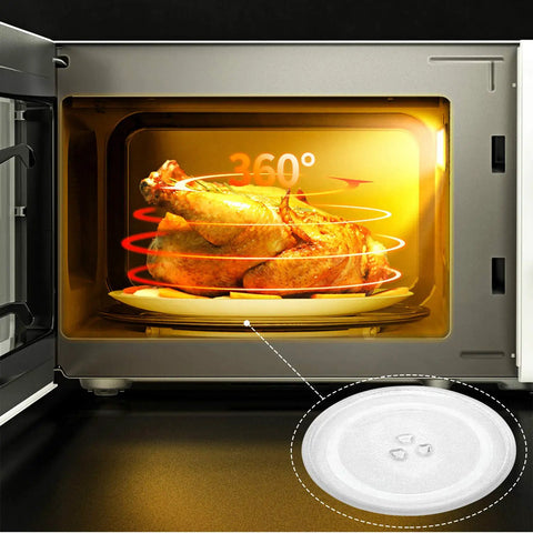 Universal 12.4 Inch Microwave Glass Turntable Plate Replacement for Most Models 315mm Round Cooking Tray in use