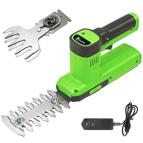12V Cordless Hedge Trimmer And Grass Shear, 2 In 1 Electric Handheld Shrubbery Trimmer With Battery And Charger Included