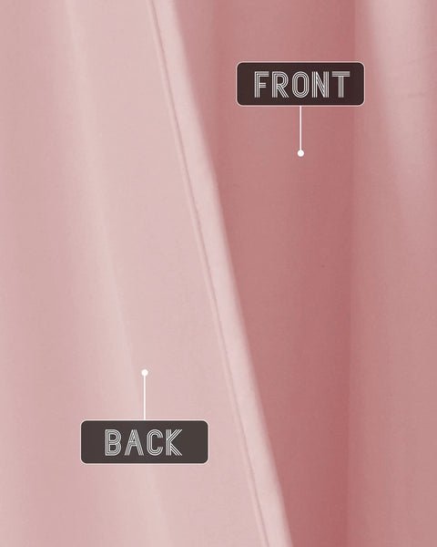 Close-up of Pink Velvet Curtains Set Of 2 Panels 52 By 84 Inches showing front and back texture. Ideal for bedroom privacy and warmth.