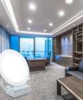 Office space featuring Ultra Thin 7 Inch LED Recessed Ceiling Light With Junction Box 6000K Cool White 18W 1500 Lumens High Brightness.