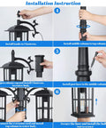 Installation instructions for Triple-Head Outdoor Lamp Post Light 78 Inch Weatherproof Exterior Street Light With Triple Clear Glass Shades.