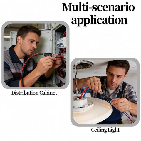 Push In Wire Connectors With Locking Buckle For 18 To 22 AWG Solid And Stranded Wires One Second Install used in distribution cabinet and ceiling light scenarios