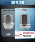 Comparison of OEM and Coyote 531167 chrome lug nuts, 0603-6433AA 611-204 replacement with OEM Style Lug Nuts Set 20 Pcs