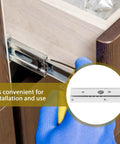 Smooth Drawer Slide Rails For Cabinets And Dressers, Stainless Steel And Light Duty Aluminum 60mm being installed in a drawer