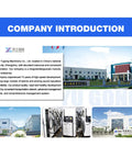 Company introduction with buildings and Ultra Fast DC EV Charger 80KW To 120KW Dual Connector Charging Station display.