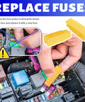 Hand using fuse puller on car fuse box with replaced fuses in Garage Staple 306 Piece Auto Fuse Assortment Kit With Dual Circuit Testers And Pullers Standard Mini Low Profile Amps For Cars Trucks Heavy Duty Gear No Sweat Roadside Fixes.