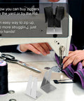 Two Pack Pro Grade Stainless Steel Zipper Jig Tool Set For Quick Zipper Slider Replacement next to sewing machine