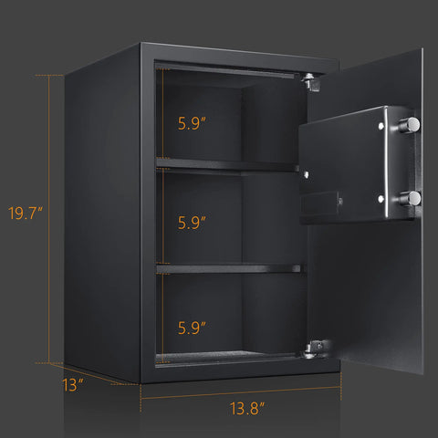 Open Heavy Duty Home Safe With Digital Keypad Lock Box For Documents Cash Jewelry And Valuables 1.8 Cubic Feet Black Finish Secure Storage