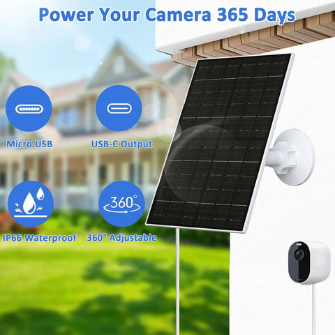 6W Solar Panel For Arlo Cameras Compatible With Arlo Essential 2K 2Nd Gen Essential XL And Spotlight Cameras USB C