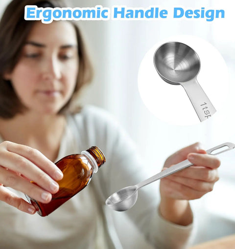 Three Piece Stainless Steel Measuring Spoons Set For 1 Teaspoon 5ml Precise Cooking And Baking No Guesswork For Spices And Salt