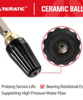 Rotating Turbo Nozzle For Pressure Washers 4000 PSI With Stainless Steel Filter And One Quarter Inch Quick Connect High Power Washer Attachment For MTM Ryobi Simpson And More, showing nozzle tip and ceramic ball detail