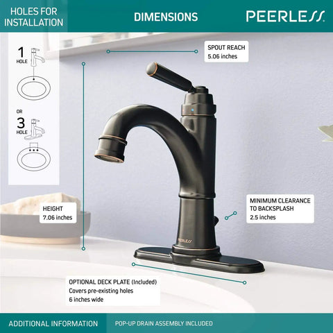 Westchester Single Hole Bathroom Faucet In Oil Rubbed Bronze With Ceramic Disc Technology and Pop Up Drain Installed on Sink