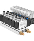 Industrial 6 Port 5/2 Way Pneumatic Solenoid Valve With 24V DC Coil, PT1/4 Inch Ports, 6mm Inlet Outlet, manifold installation