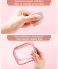 TSA Approved Travel Containers Four Pack With Leak Proof Silicone Jars And Rose Gold Transparent Cosmetic Bag For Toiletries 1 Ounce Carry On Essentials Perfect For Weekend Getaways And Business Trips On The Go showing silicone jar and cosmetic bag