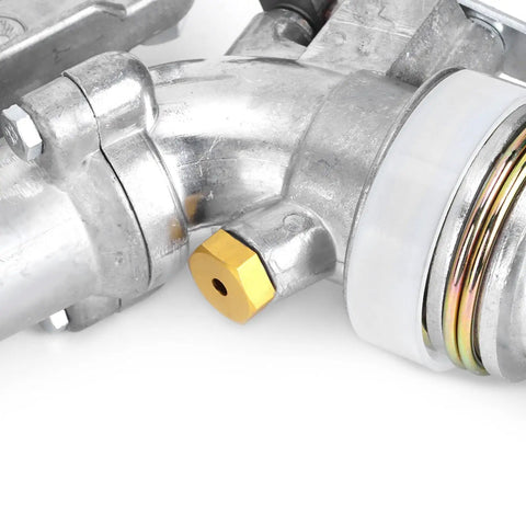 Close-up of Heavy Duty Zinc Alloy Rocking Arm Sprinkler with gold hex nut and copper tip for farm watering and industrial cooling.