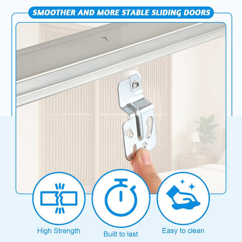 72 Inch By-Pass Closet Track Kit For Sliding Doors With Brass-Plated Pulls And Offset Rollers, focus on guide installation
