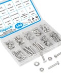 304 Stainless Steel 10-24 Phillips Pan Head Machine Screws Nuts Washers Kit for DIY Projects and Home Fixes, 200 pieces