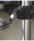 Close-up of Workhorse Floor Drill Press With Sixteen Speeds, Thirteen Inch Swing, hand operating depth lock ball knob