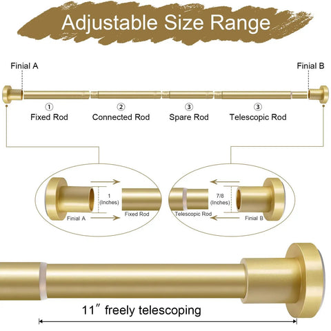 Diagram of No Drill Stainless Steel Shower Curtain Rod With Adjustable Tension Fits 32 To 80 Inches Rust Free Non Slip End Caps
