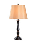 Gavin Lamp Set Duo In Golden Flecked Bronze With Gold Highlights, Traditional Candlestick Style Table Lamps, 28.5 Inch Tall